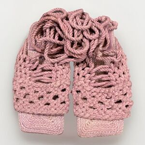 Zara Crochet Square Toe Lace-up Sandals Flat Purple Mauve Shoe Size 36 / US 6